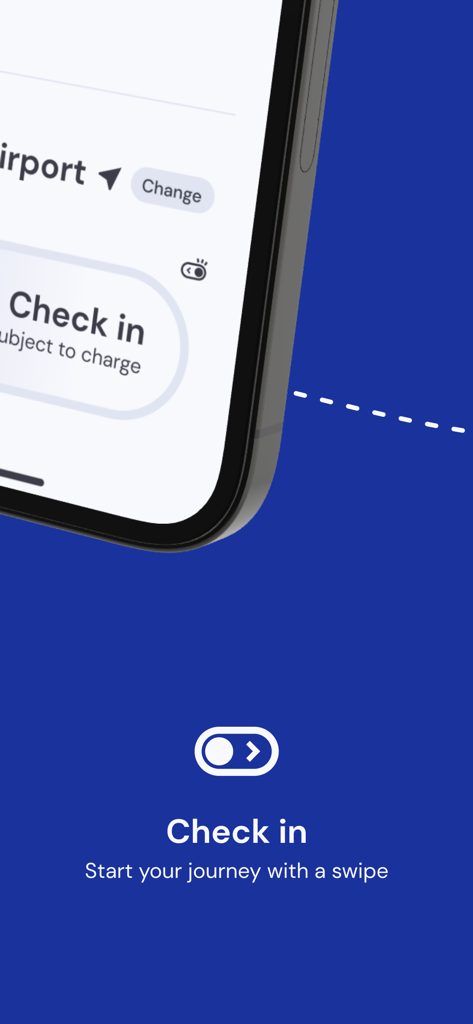 Smartphone screen showing the swipe to check in feature of the Rejsekort transit app