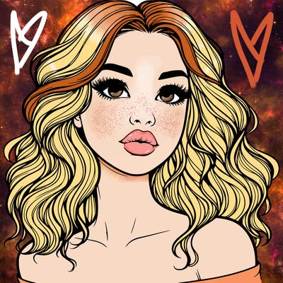 realistic girl with wavy hair and lips