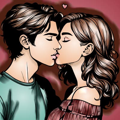 realistic couple kissing