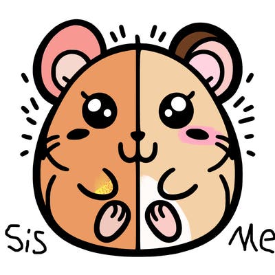 half  and half cute hamster