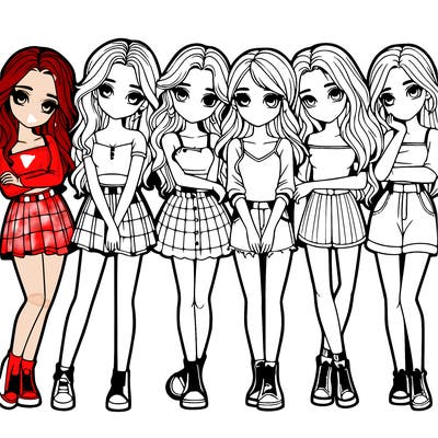 a group of girls realistic