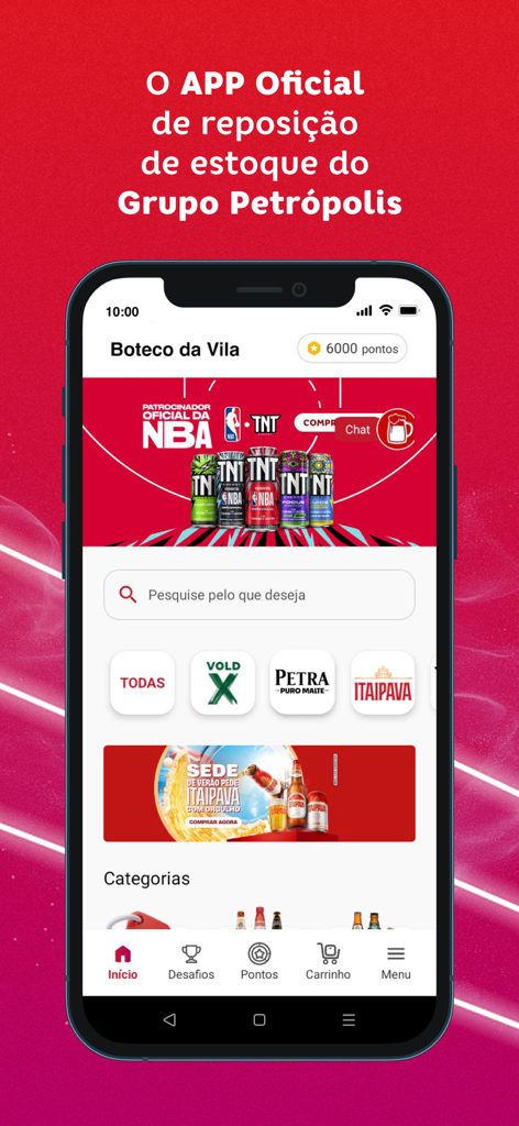 Bom Parceiro GP - Home screen of the Bom Parceiro GP mobile app for beverage inventory management and wholesale