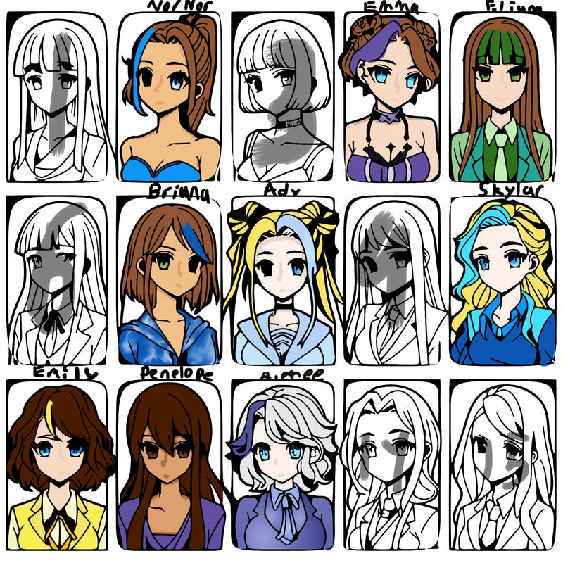 girls that look diffrent anime