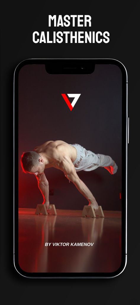 VIKTORY - Viktor Kamenov executando uma habilidade de planche no aplicativo de calistenia VIKTORY