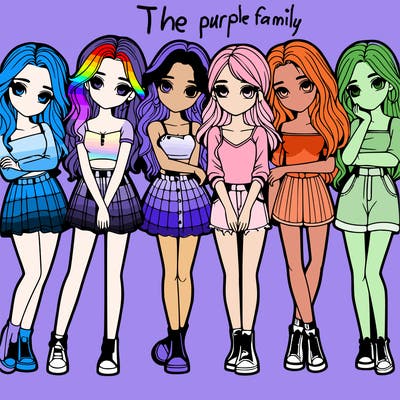 a group of girls realistic