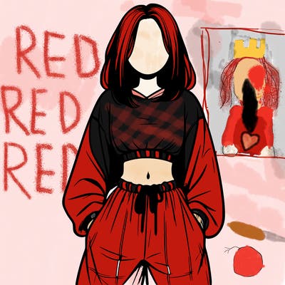 realistic girl faceless with baggy pants and a crop top