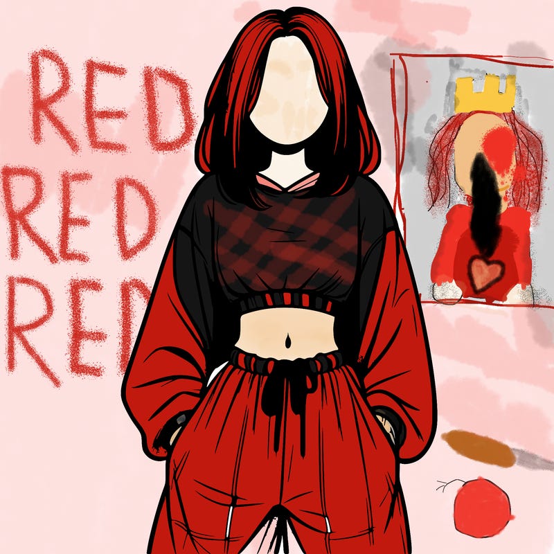 realistic girl faceless with baggy pants and a crop top