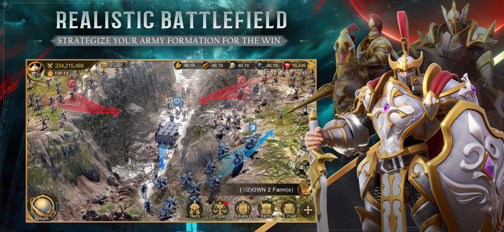 Land of Empires: Immortal - Formación estratégica de ejércitos y jugabilidad de campo de batalla realista en Land of Empires Immortal