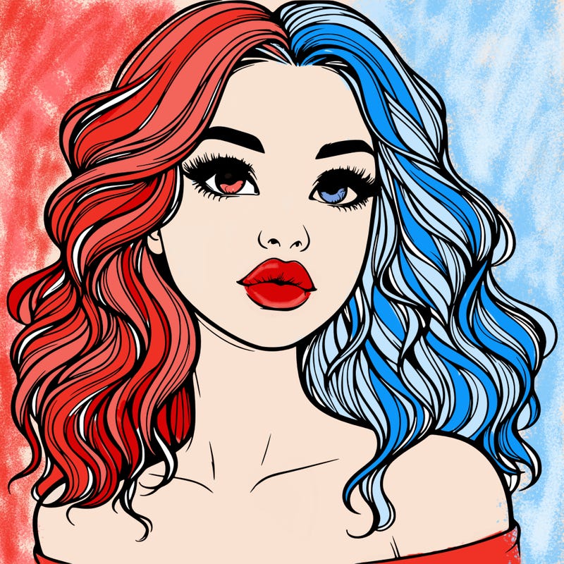 realistic girl with wavy hair and lips