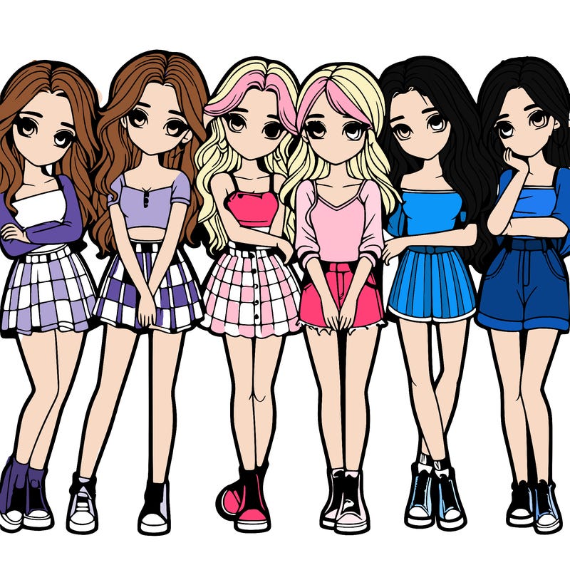 a group of girls realistic