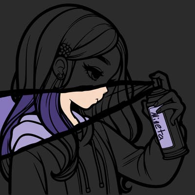 a realistic girl spray painting