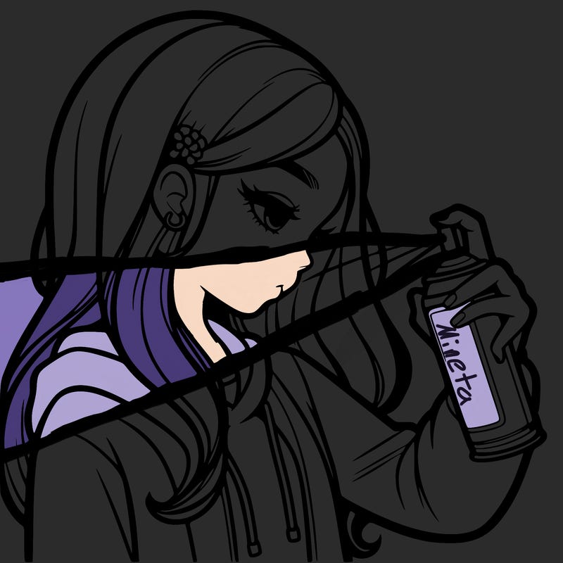 a realistic girl spray painting