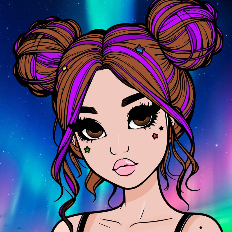 realistic girl with space buns