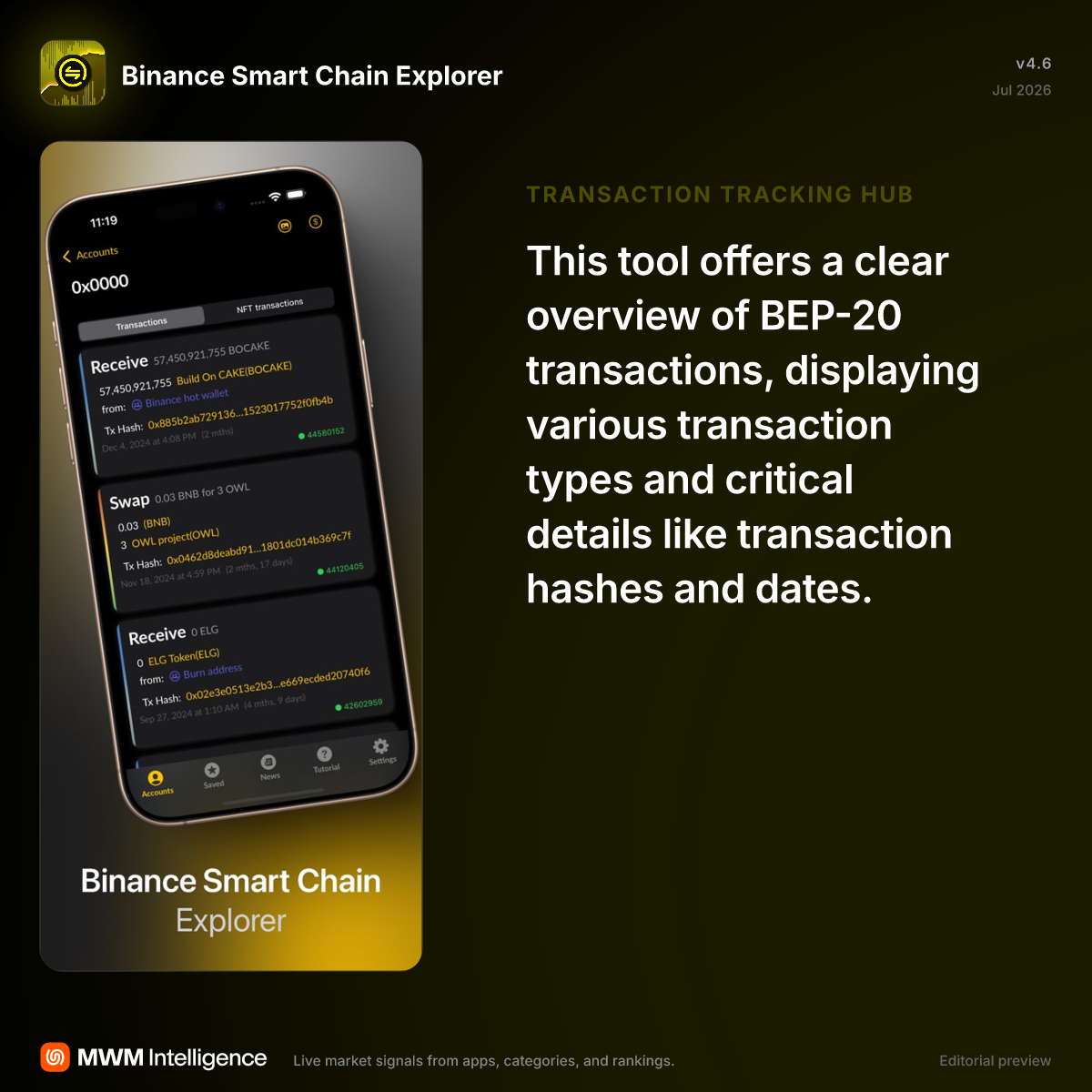 BNB Smart Chain Explorer - Finance App | MWM