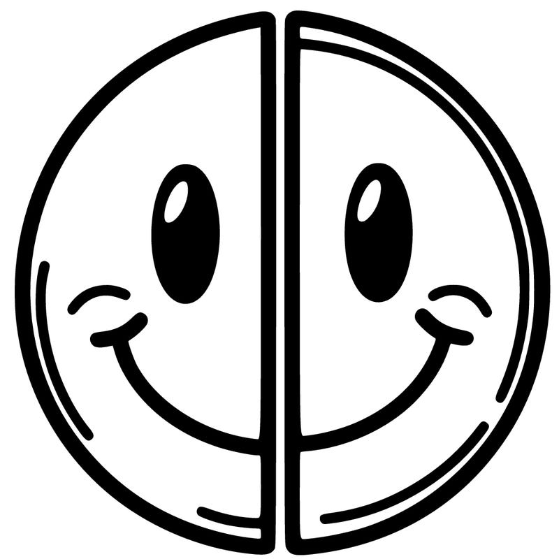 smiley face cut in half