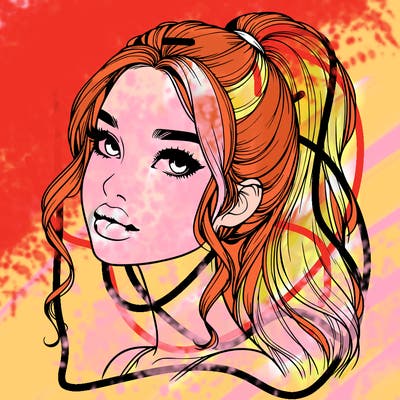 realistic girl with a ponytail on her hair and lips