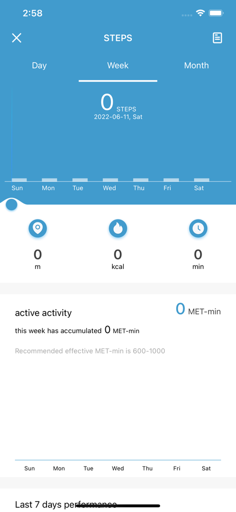 GoBoult (Formerly Boult) Fit - GoBoult Fit weekly steps activity dashboard showing calories and distance tracker