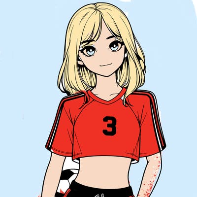 realistic girl wearing soccer jersey