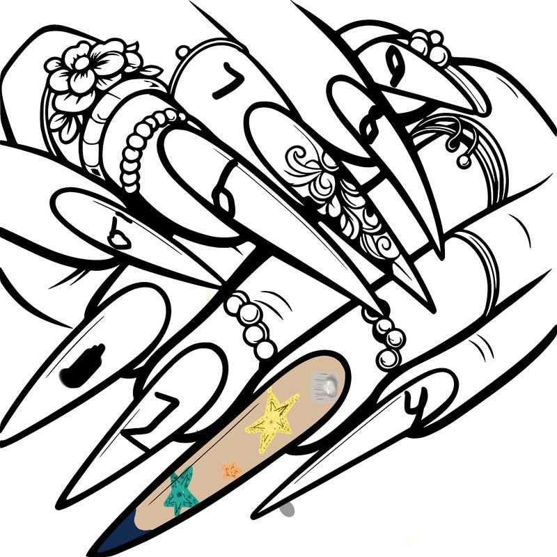 long nails with a design