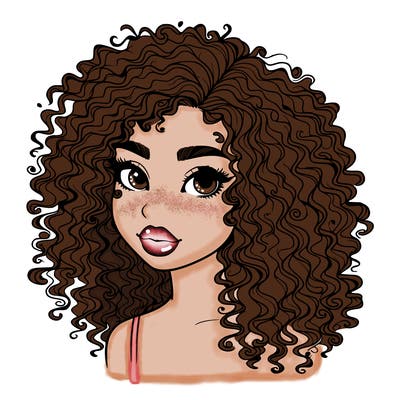 girl with curly hair realistic