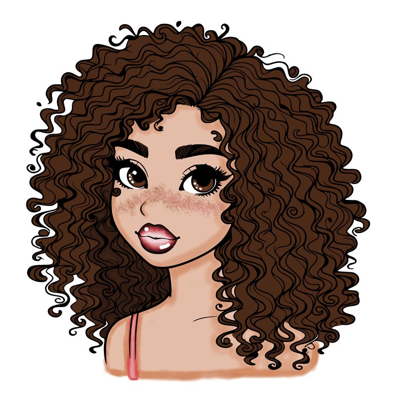 girl with curly hair realistic
