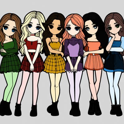 a group of girls realistic