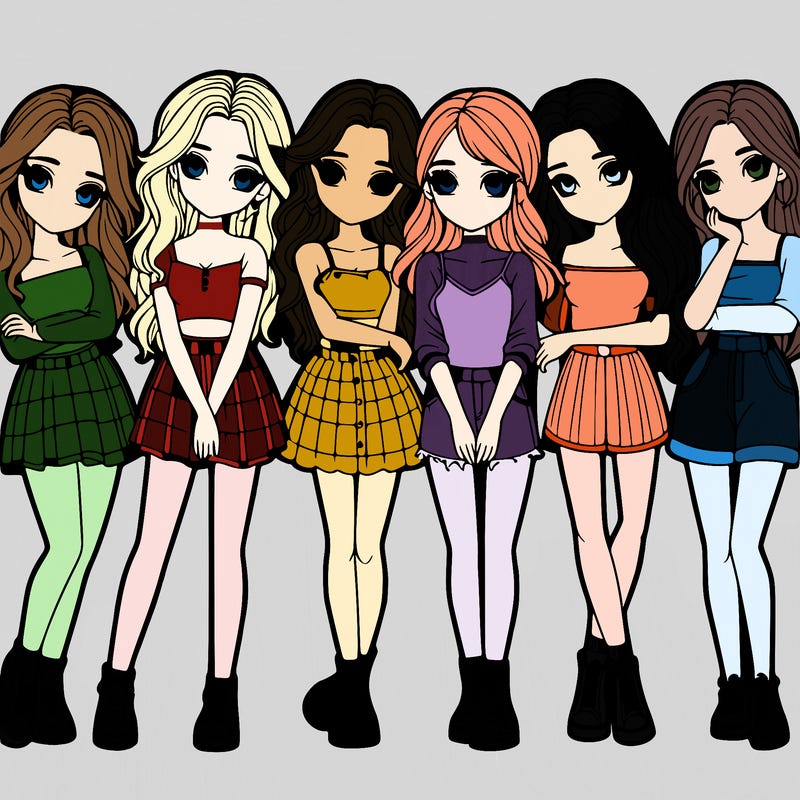 a group of girls realistic