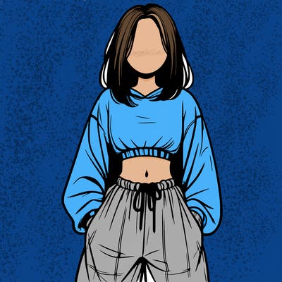 realistic girl faceless with baggy pants and a crop top