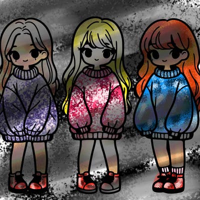 girls with oversized sweaters