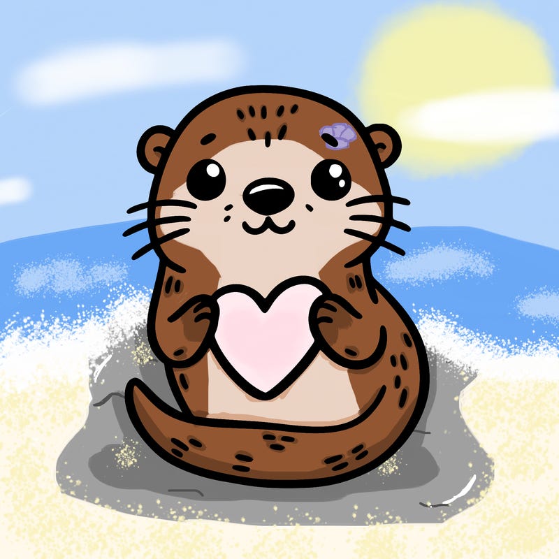 otter with a heart