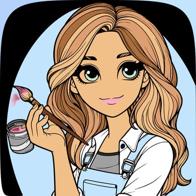 realistic girl with a paintbrush