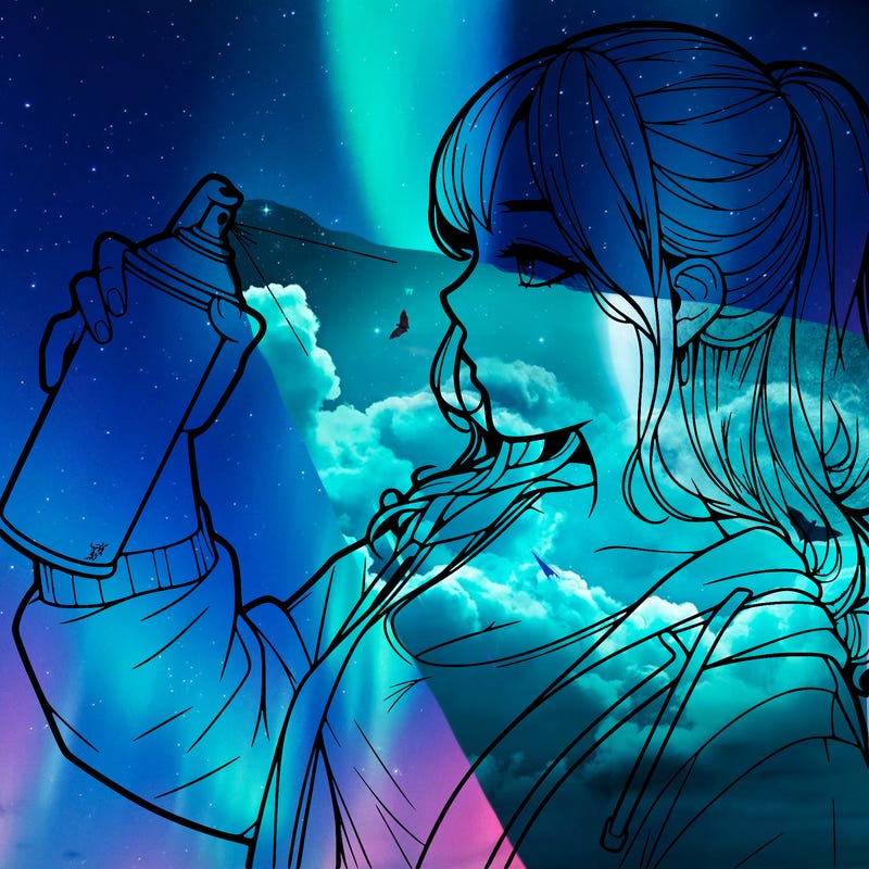 a realistic girl spray, painting