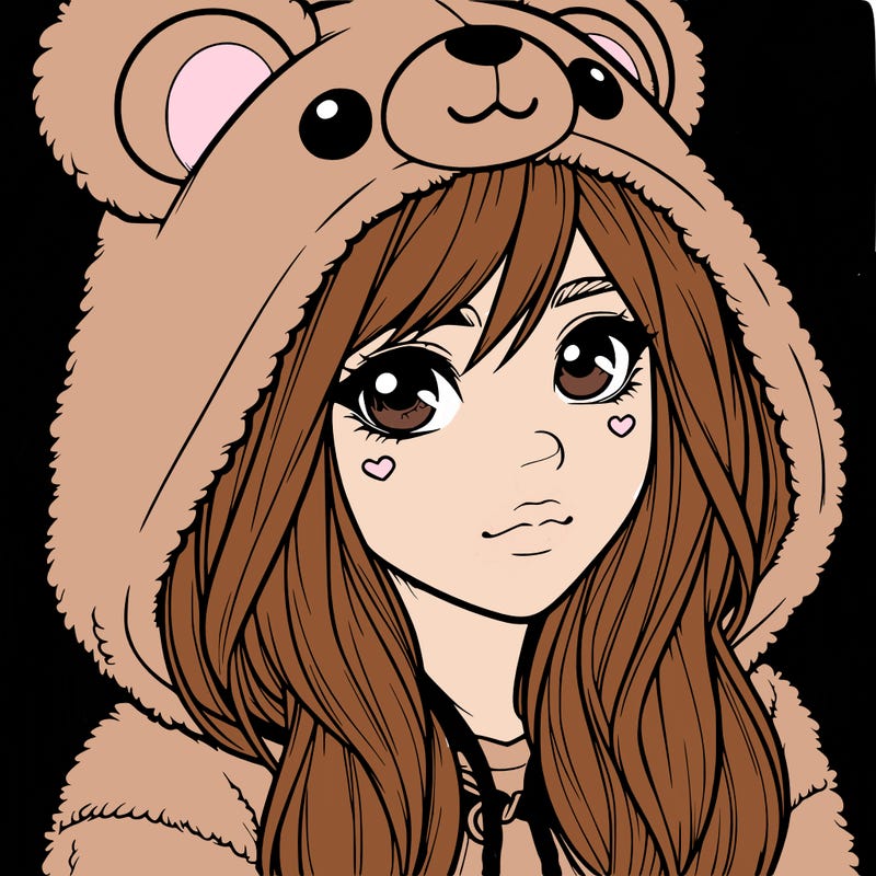 realistic girl in a bear hoodie