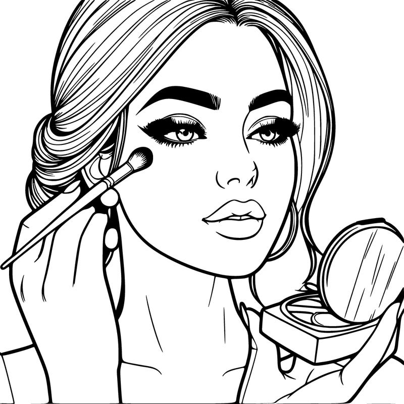 realistic woman applying makeup