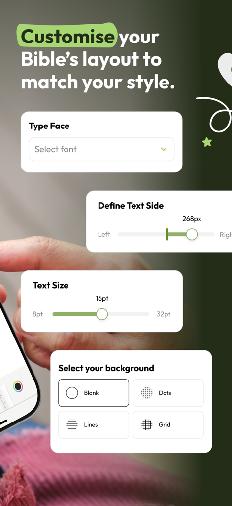 Pencil Bible: Bible Notes App - Customizing the font, text size, and background layout in the Pencil Bible app