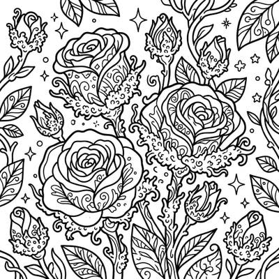 Immerse yourself in the delightful world of Kawaii Moss Roses with this charming adult coloring page. Featuring intricate floral details and a unique mossy texture, it offers a perfect blend of cuteness and complexity for mindful coloring.