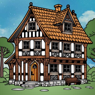 timbered house
