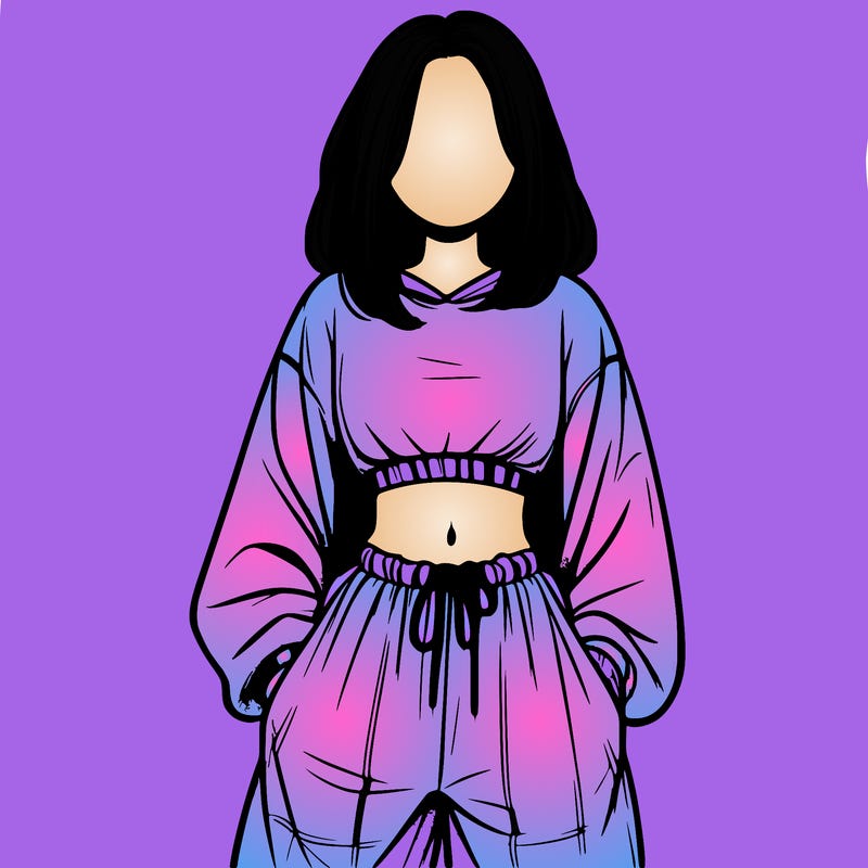 realistic girl faceless with baggy pants and a crop top