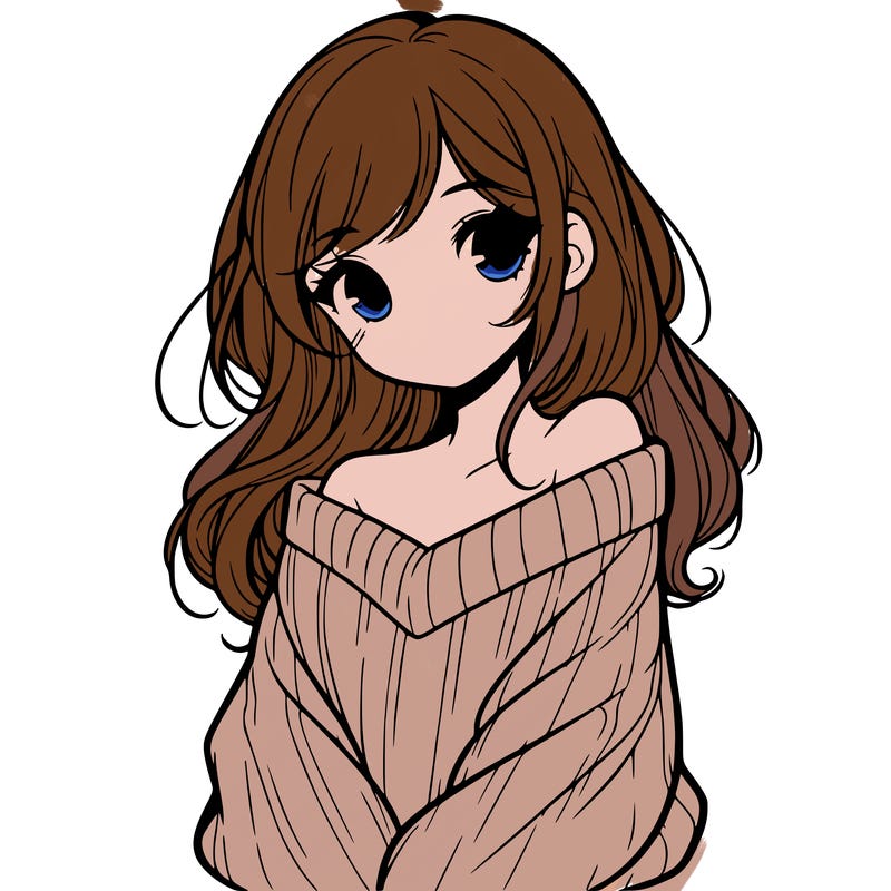 shy pretty girl wearing a sweater that is falling off one shoulder portrait
