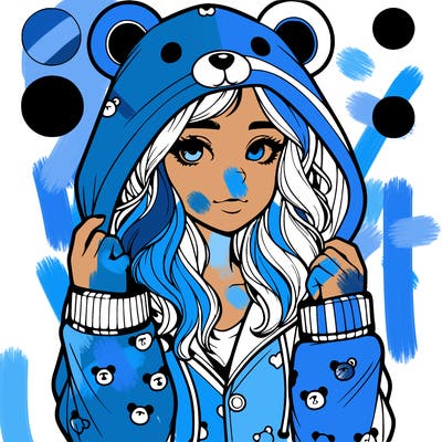 realistic girl in a animal pjs hoodie