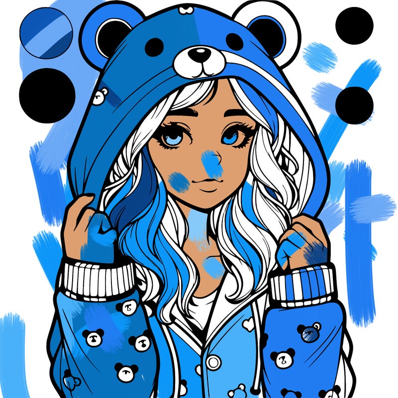 realistic girl in a animal pjs hoodie