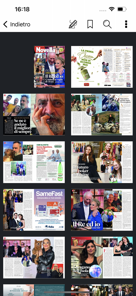 Novella 2000 - Digital - A grid display of various magazine pages within the Novella 2000 digital app