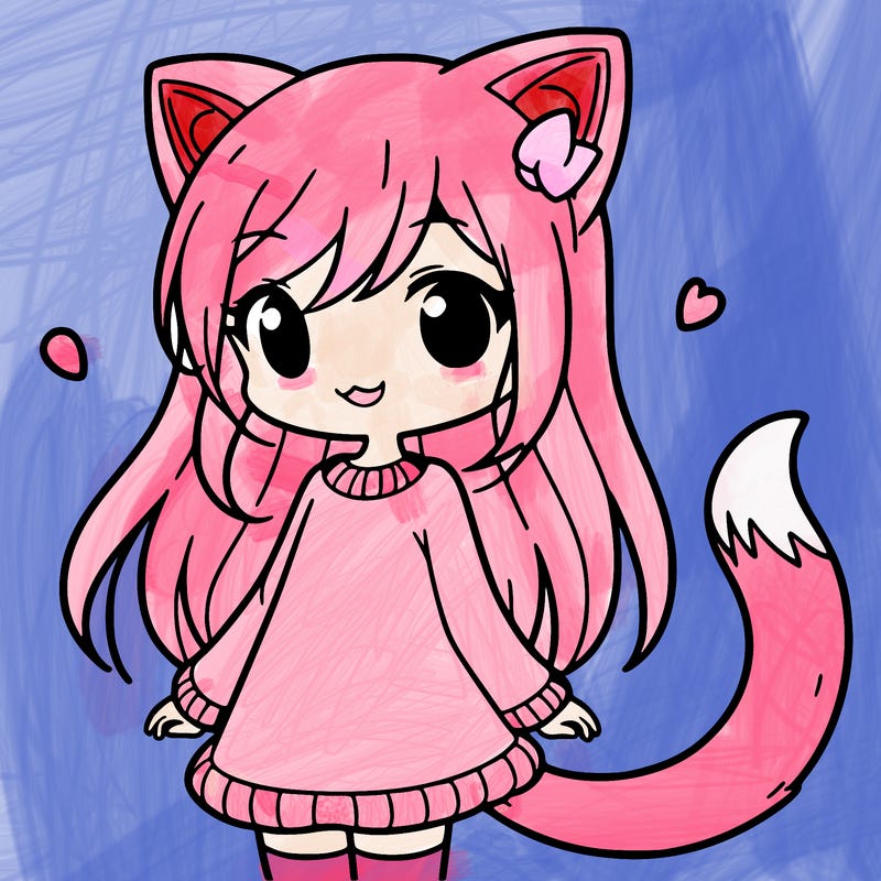 girl with cat ears and tail