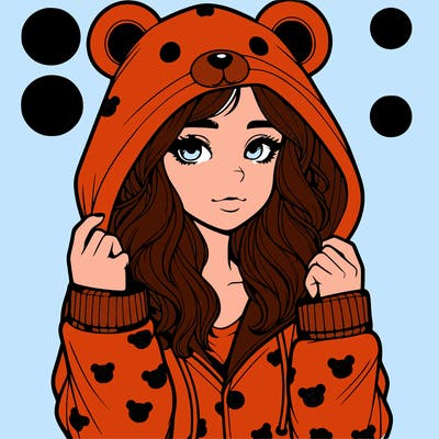 realistic girl in a animal pjs hoodie