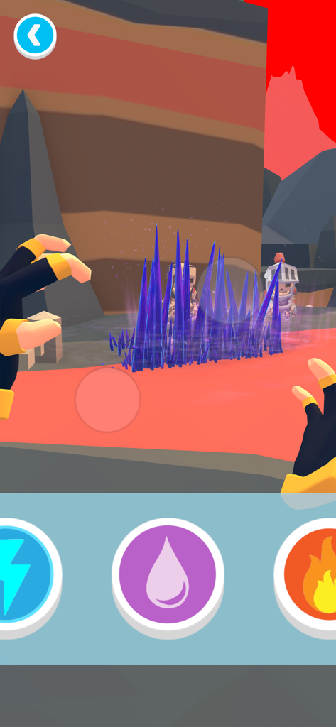 Magic Hands! - First person view of magic hands summoning purple crystal spikes against knight enemies