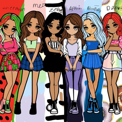 a group of girls realistic