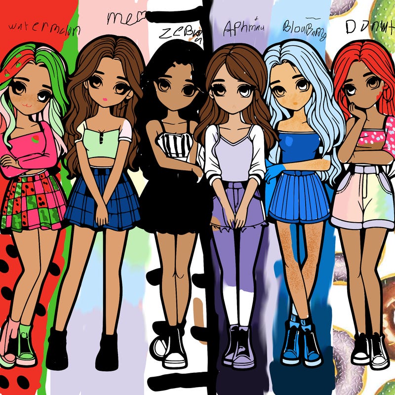 a group of girls realistic