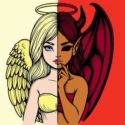 realistic angel half demon