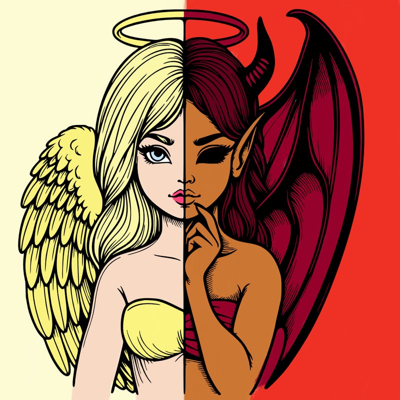 realistic angel half demon