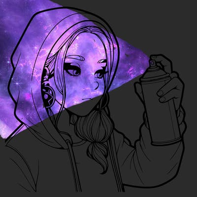 a realistic girl, spray painting